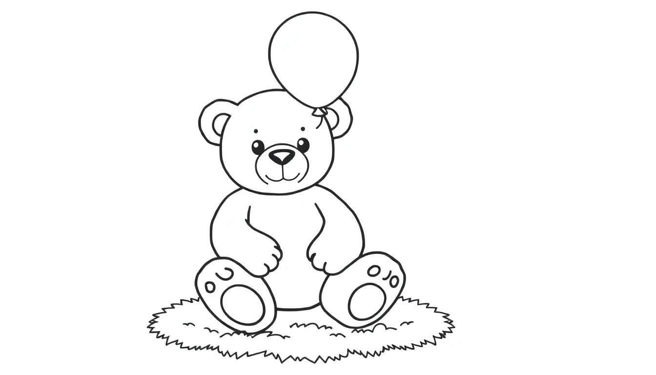 Osito de peluche suave en una placa de color, listo para colorear.