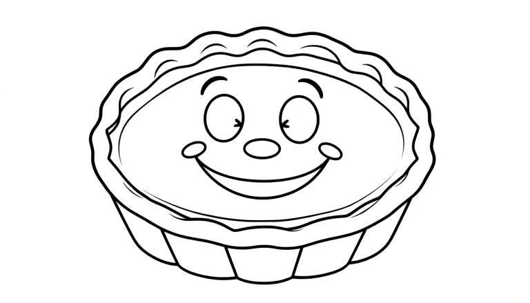 Placa de color de un pastel de calabaza sonriente