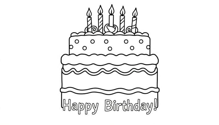 Placa de color de pastel de cumpleaños de tres niveles con velas.