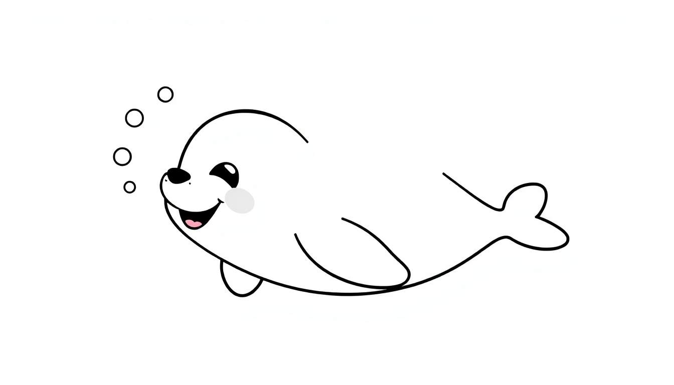 Un adorable sello de dibujos animados en blanco y negro con un rubor en la mejilla y tres burbujas encima, listo para ser coloreado en una placa de color.
