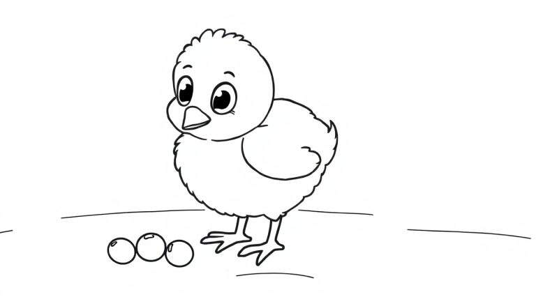 Pollito tierno listo para colorear en una placa de color.