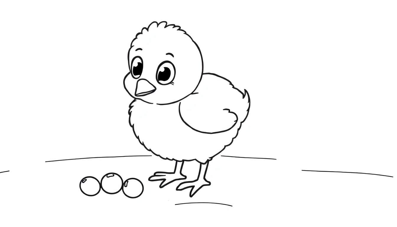 Pollito tierno listo para colorear en una placa de color.