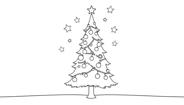 Placa de color de un árbol de Navidad con estrellas.