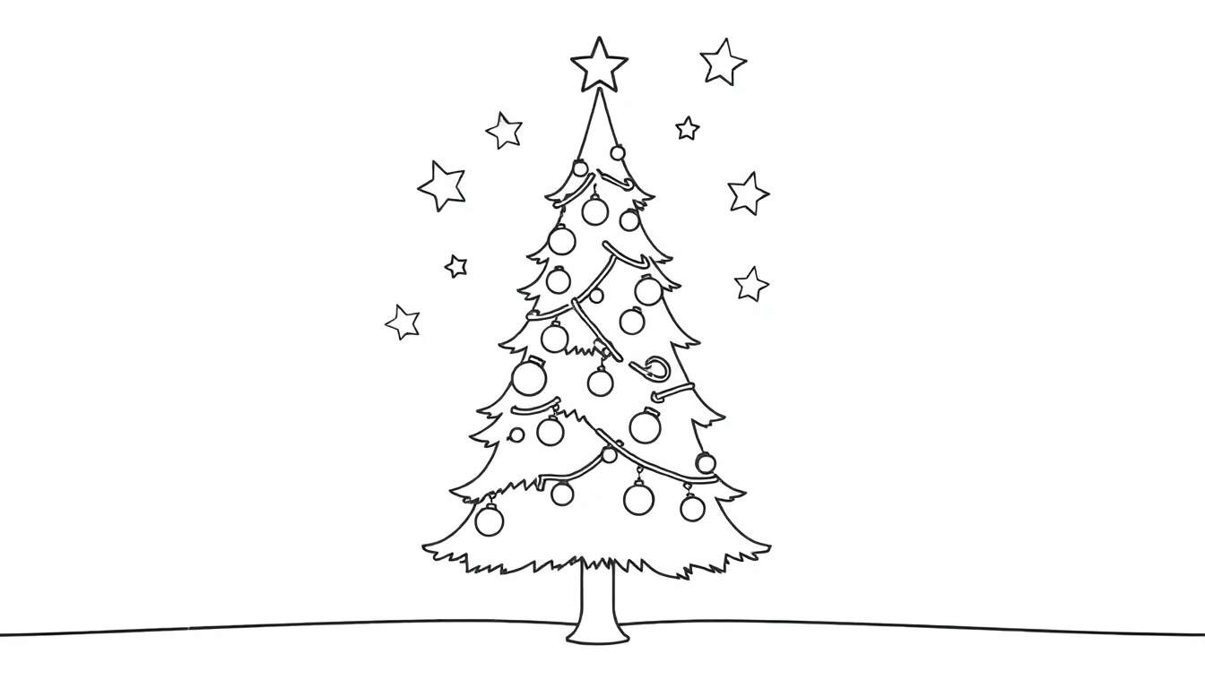 Placa de color de un árbol de Navidad con estrellas.