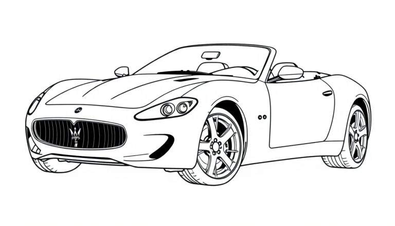 Placa de un coche deportivo Maserati para colorear.