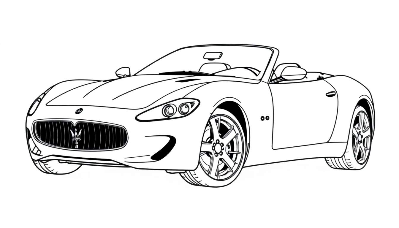 Placa de un coche deportivo Maserati para colorear.