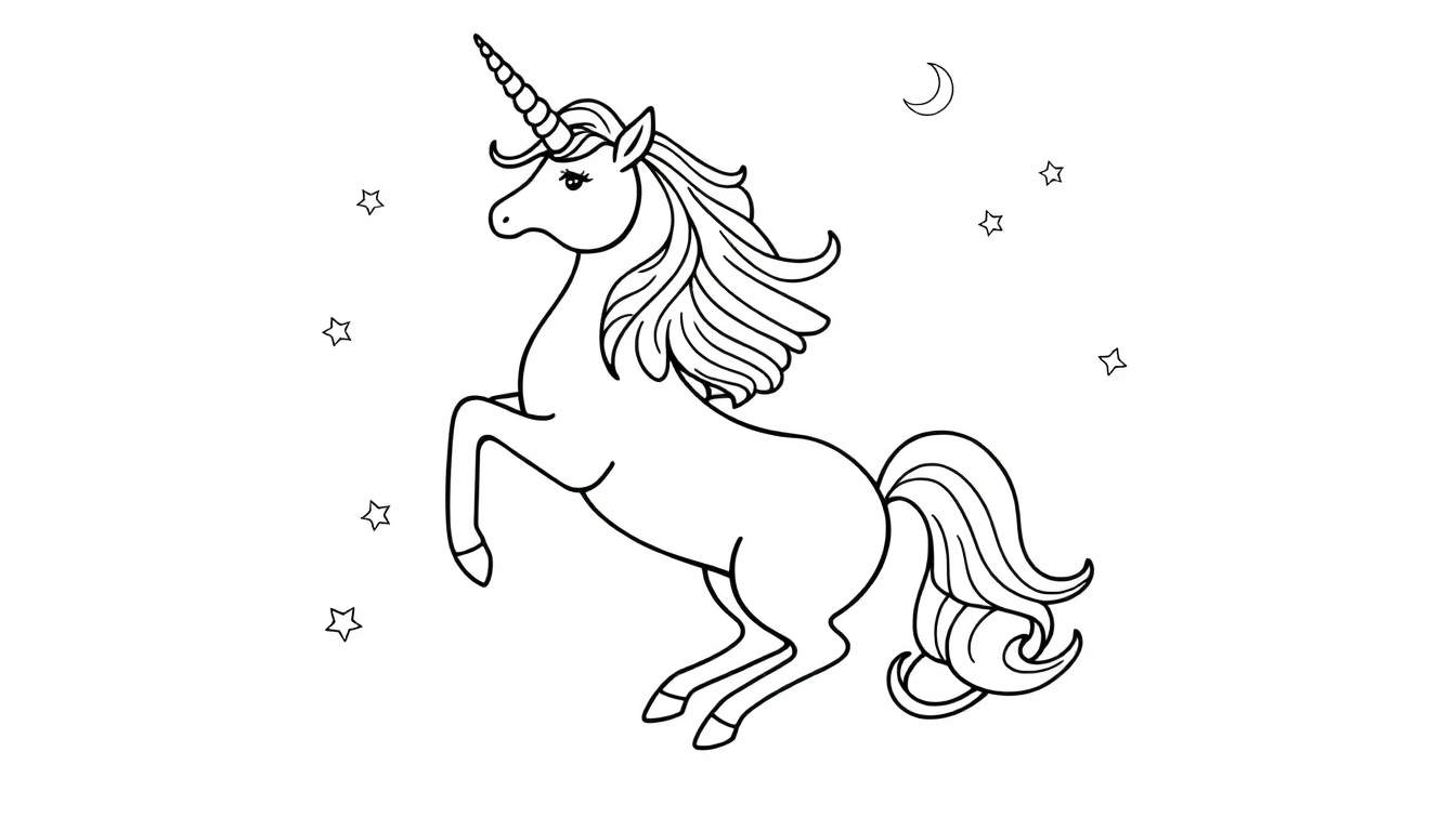 Placa de unicornio para colorear con líneas gruesas.