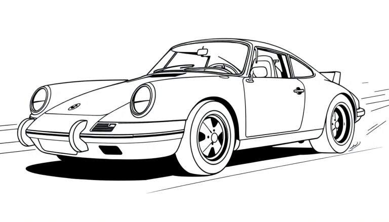 Placa de color de un coche Porsche 911 clásico en movimiento.