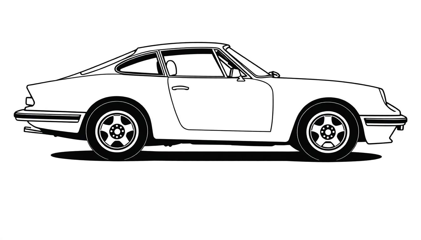 Un coche deportivo clásico para colorear con una placa de color