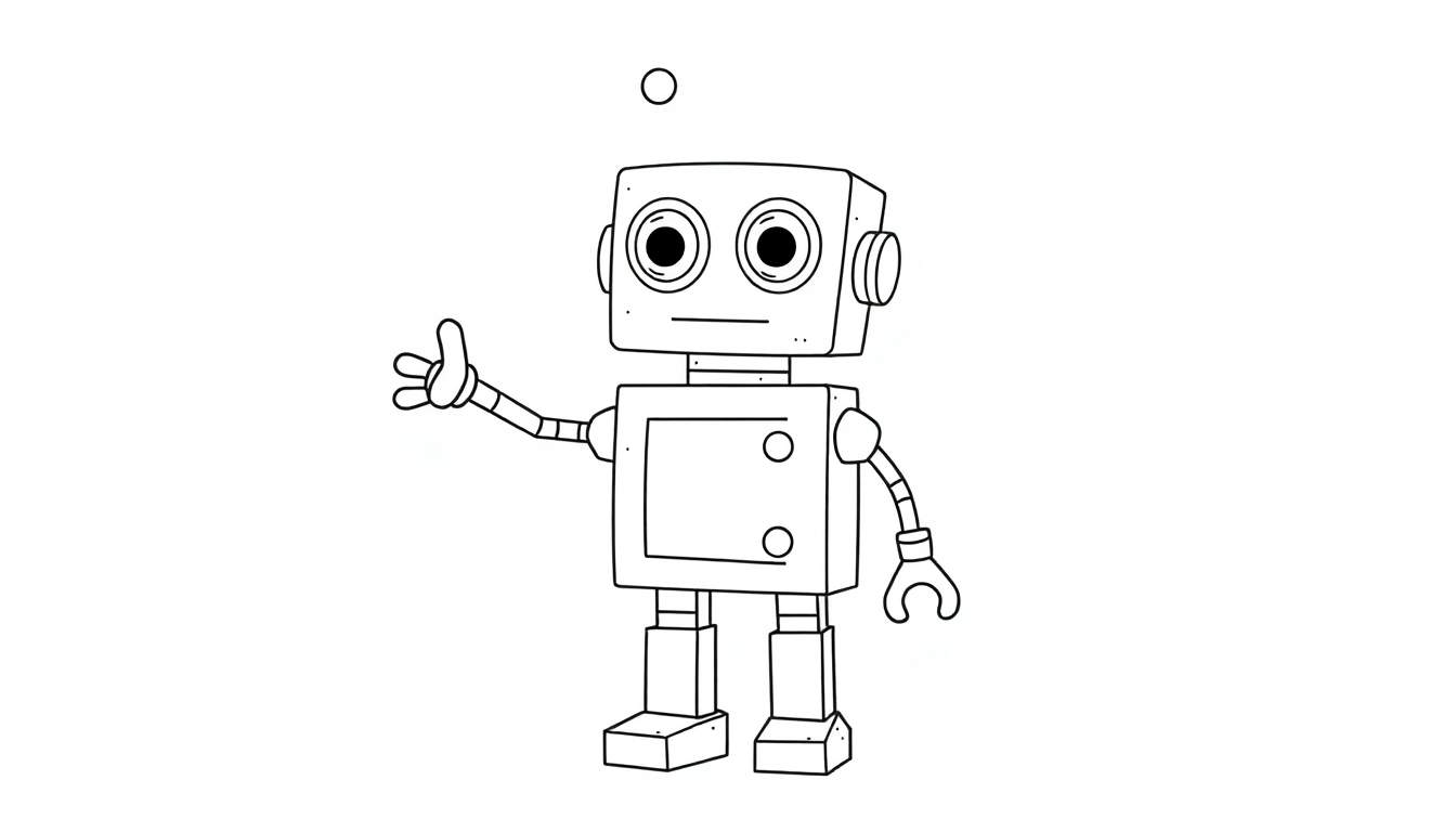 Página para colorear de un robot retro amigable.