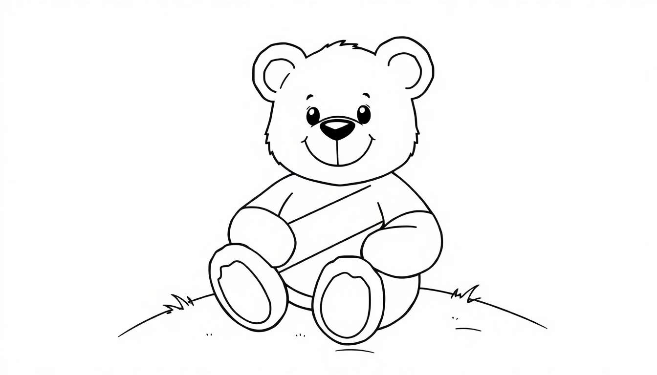Un osito de peluche sonriente, listo para colorear en su placa de color.