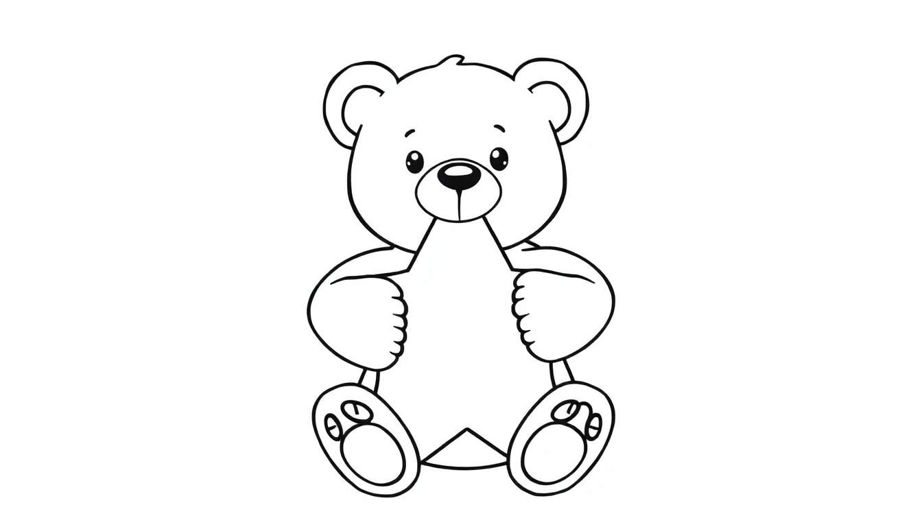Placa de color de un osito de peluche abrazando una estrella.