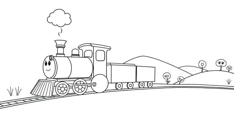 Tren de caricatura en placa de color