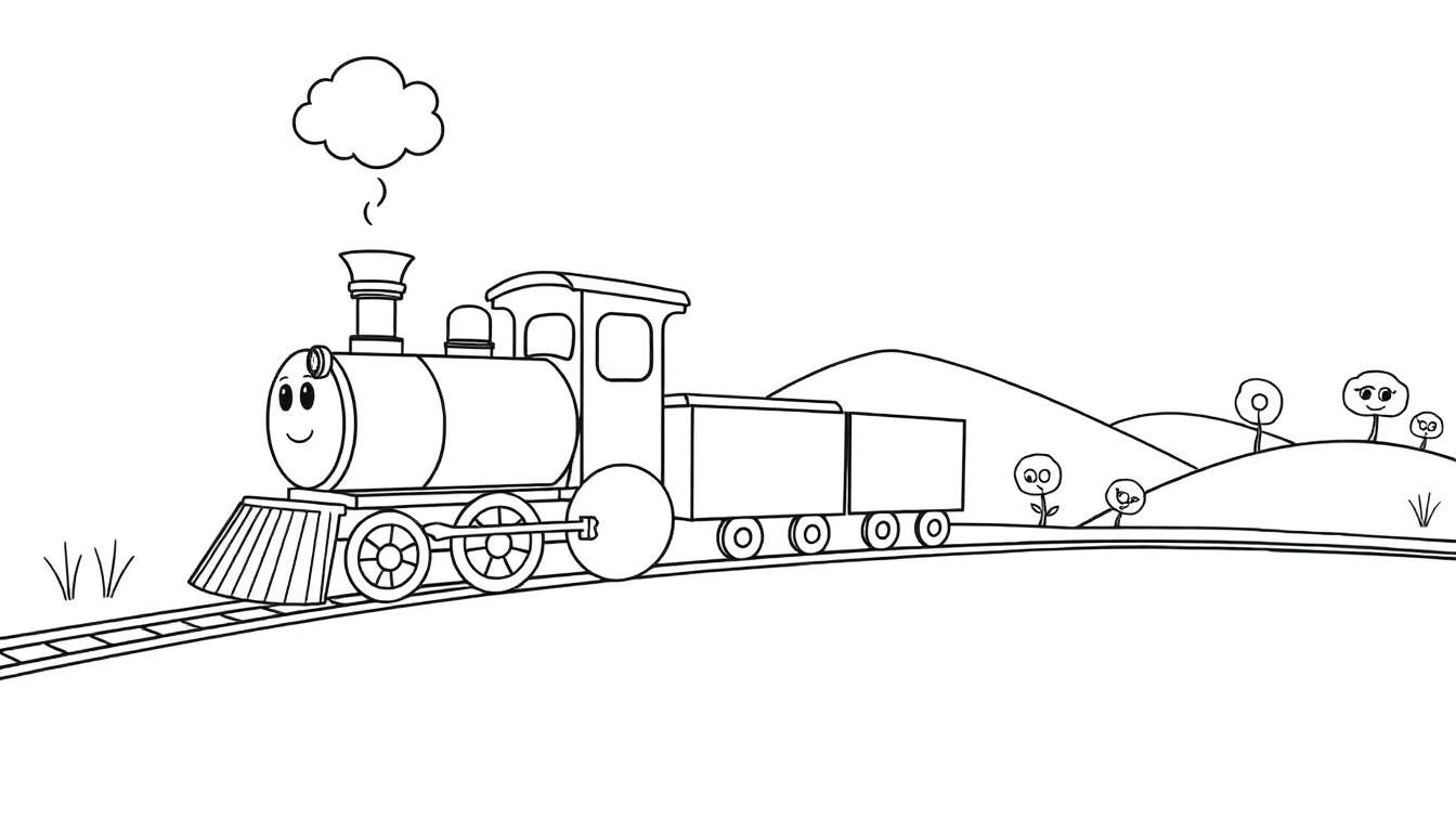 Tren de caricatura en placa de color