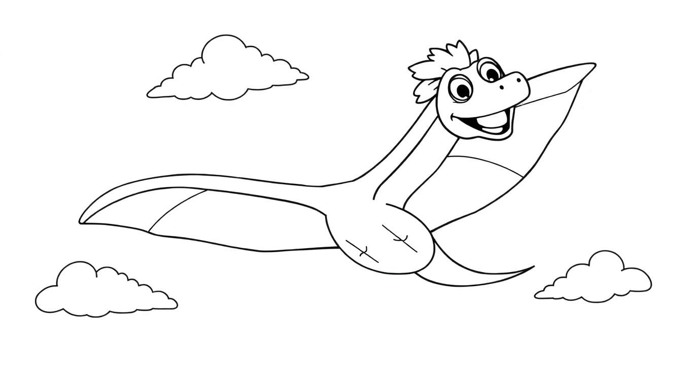 Pterodáctilo sonriente listo para colorear en la placa de color.