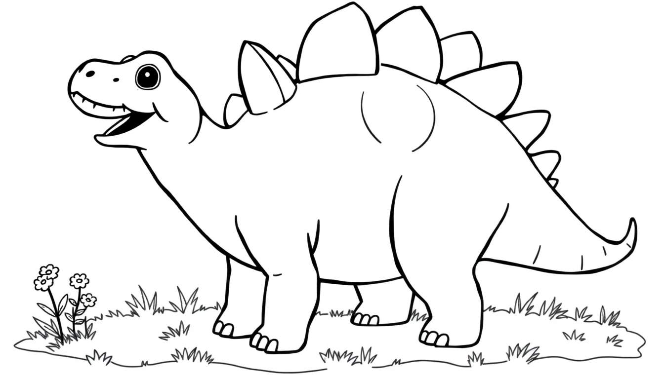 Un Estegosaurio de dibujos animados con placas para colorear.