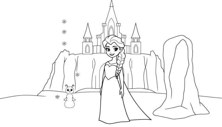 Placa de color de Elsa con su castillo de hielo.