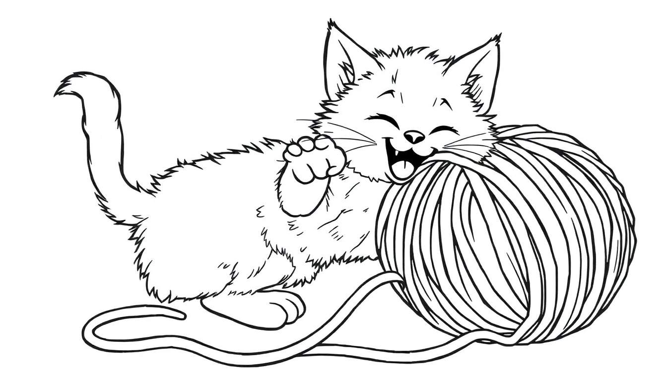 Un gatito juguetón listo para colorear en una placa de color.