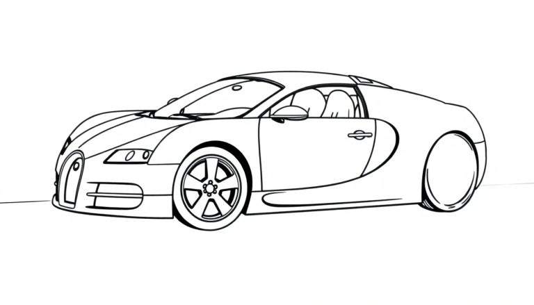 Placa de color de un coche deportivo Bugatti para colorear.
