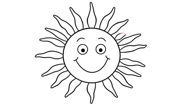 Placa de color de un sol sonriente con rayos amigables.