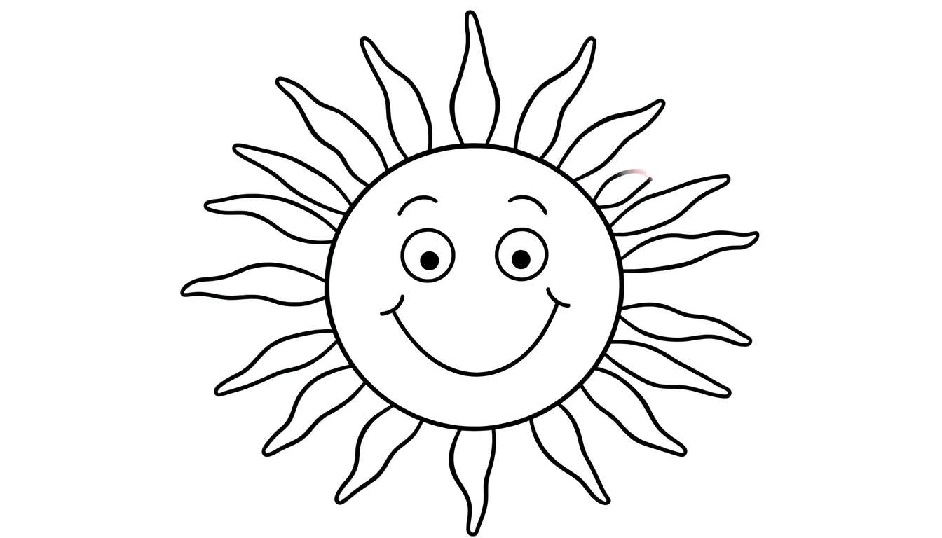 Placa de color de un sol sonriente con rayos amigables.