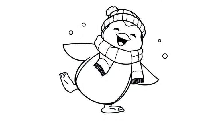 Placa de color de un pingüino alegre