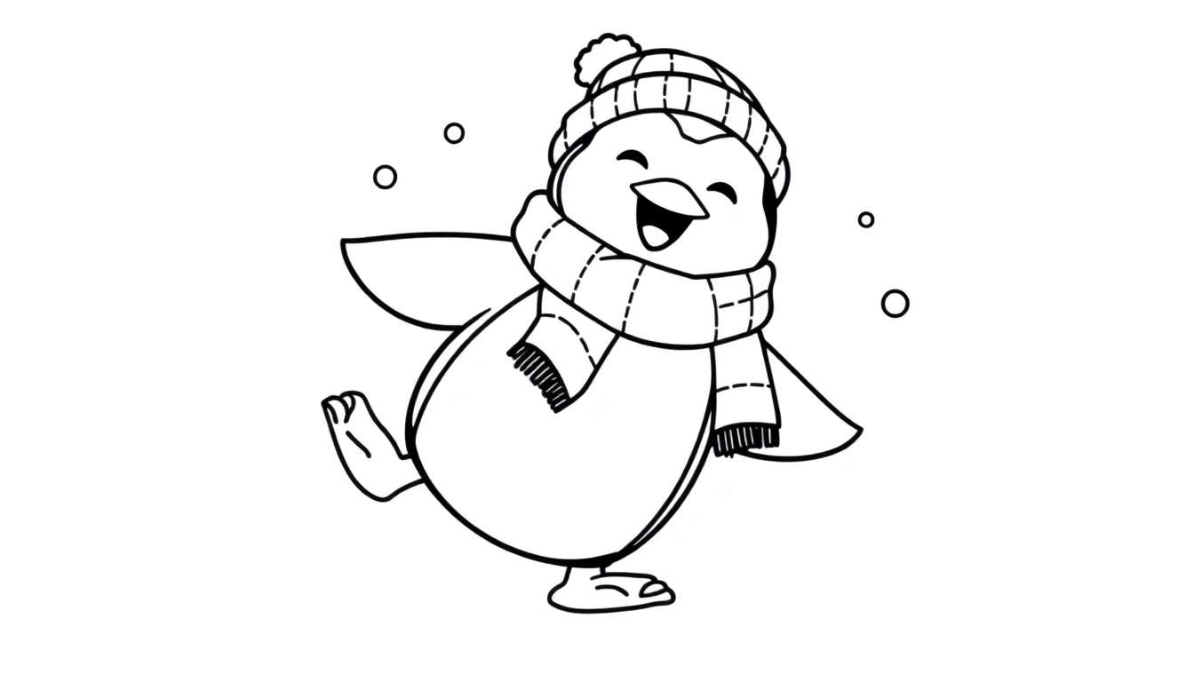 Placa de color de un pingüino alegre