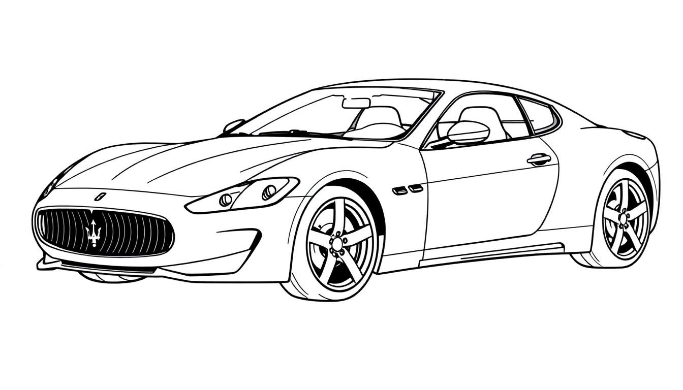Un coche deportivo estilo Maserati listo para añadirle color en una placa de color.