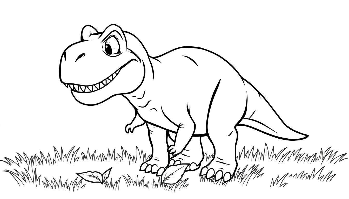 Placa de color de un Tiranosaurio Rex amigable.