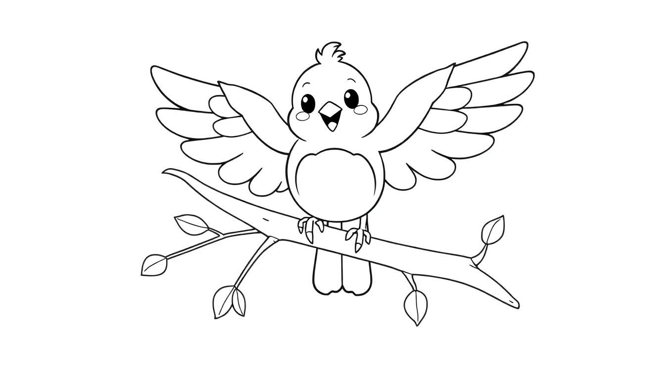 Placa de color de un pájaro de caricatura listo para colorear.