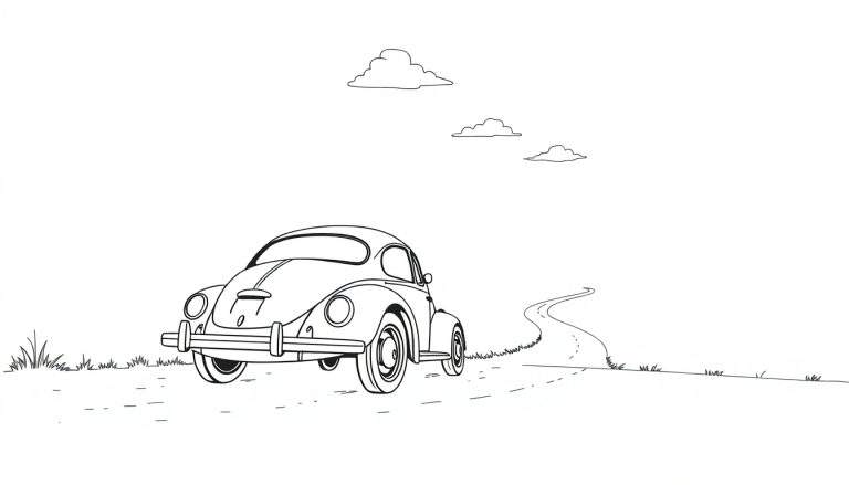 Un coche Volkswagen clásico, listo para añadirle tu propia placa de color.