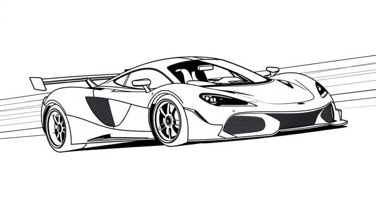 Placa de coche deportivo listo para colorear, McLaren de carreras.