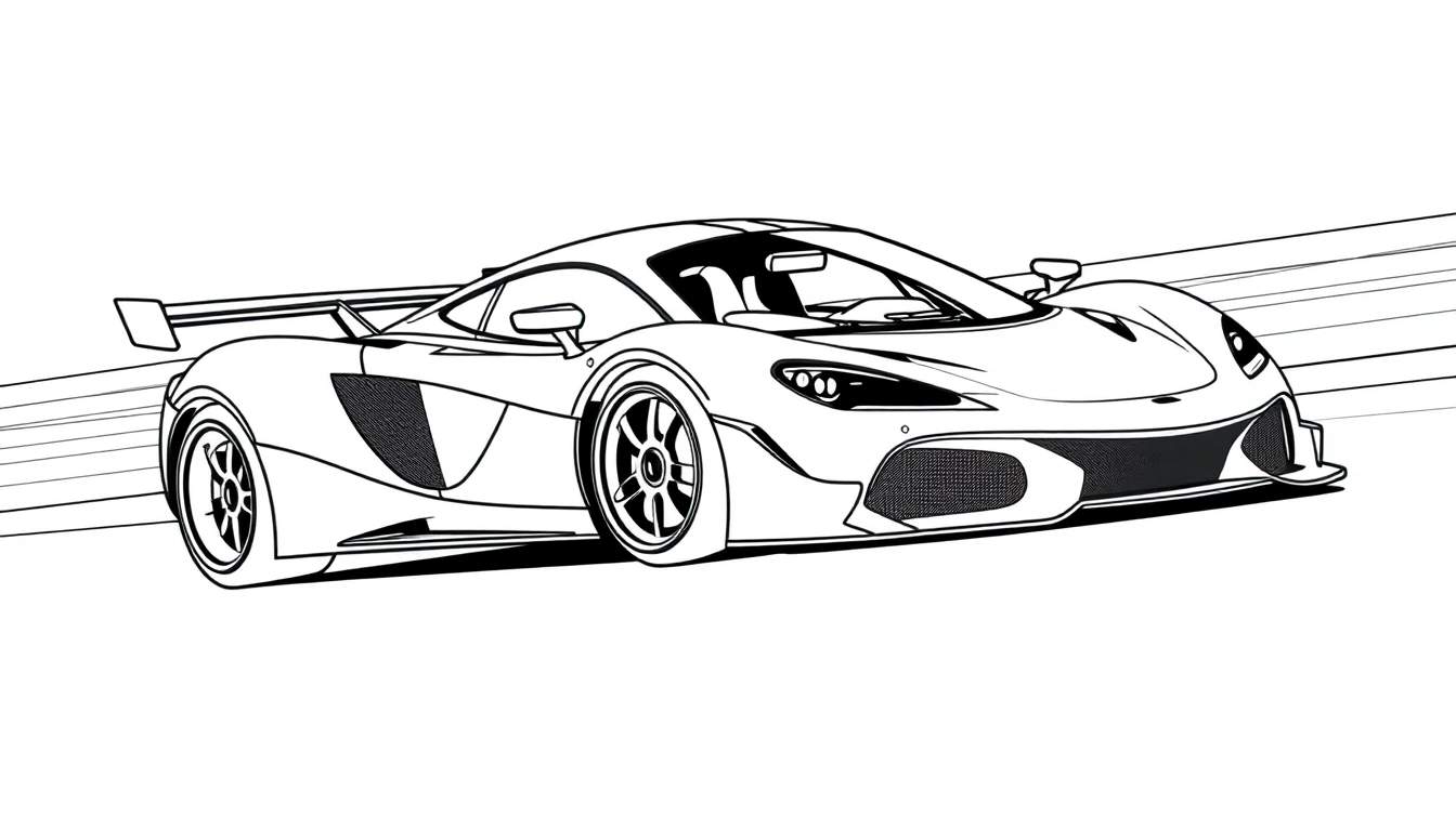 Placa de coche deportivo listo para colorear, McLaren de carreras.
