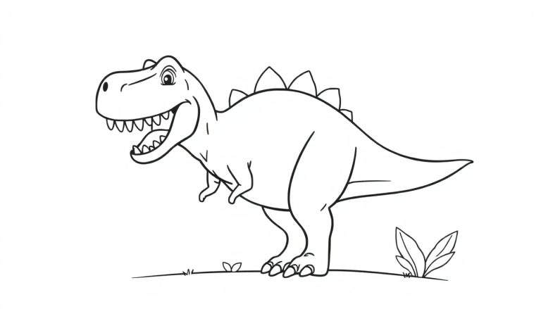 Placa de color de un Tiranosaurio Rex amigable