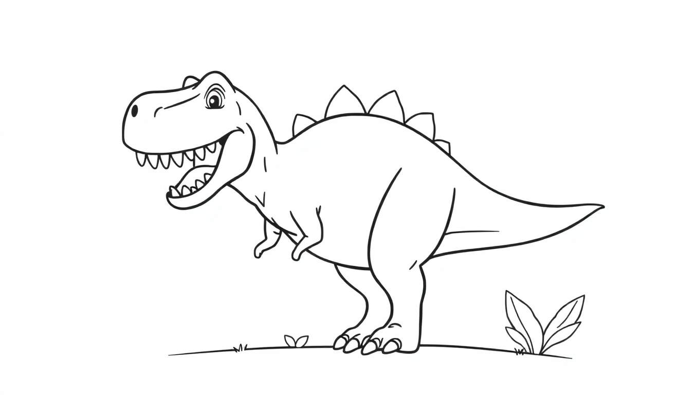 Placa de color de un Tiranosaurio Rex amigable
