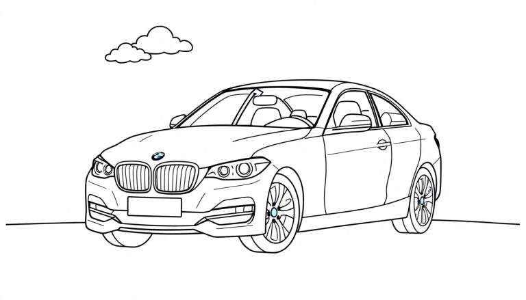Un coche BMW listo para ser coloreado con la placa de color.