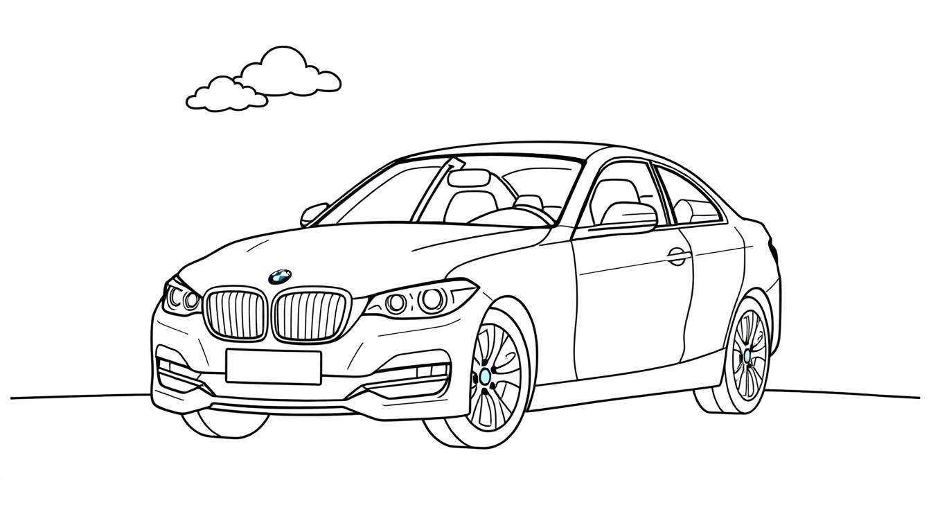 Un coche BMW listo para ser coloreado con la placa de color.