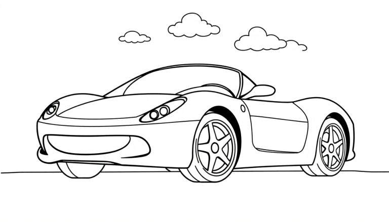 Un coche deportivo descapotable rojo brillante para colorear, con la placa de color lista para ser pintada.