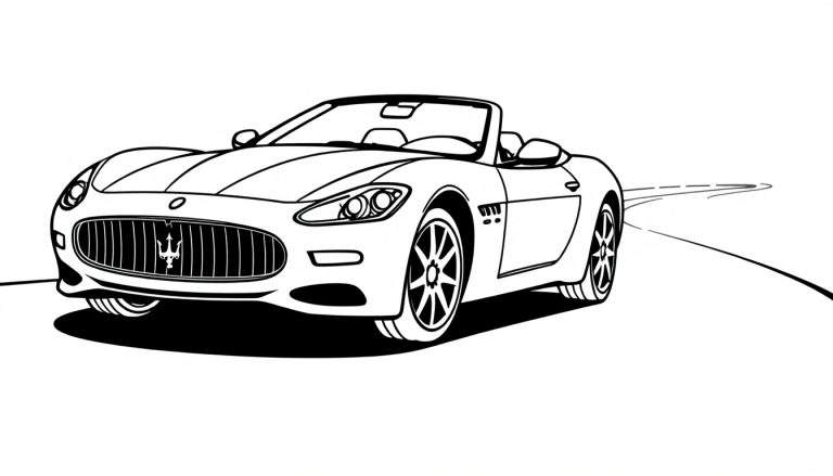 Un coche deportivo Maserati descapotable a todo color listo para la aventura.