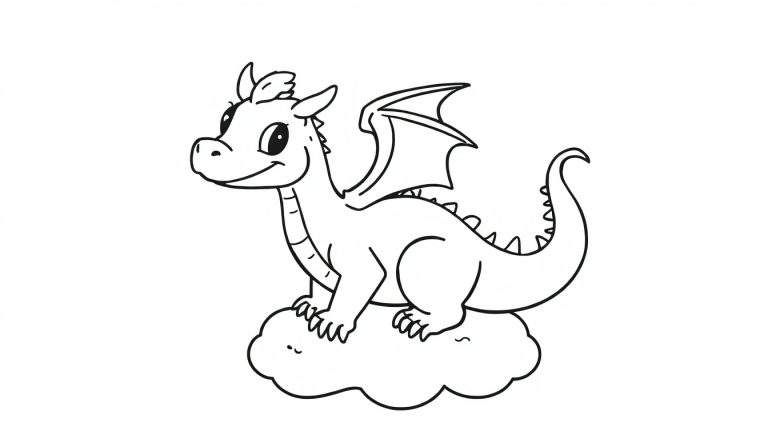 Placa de color de un dragón amigable.