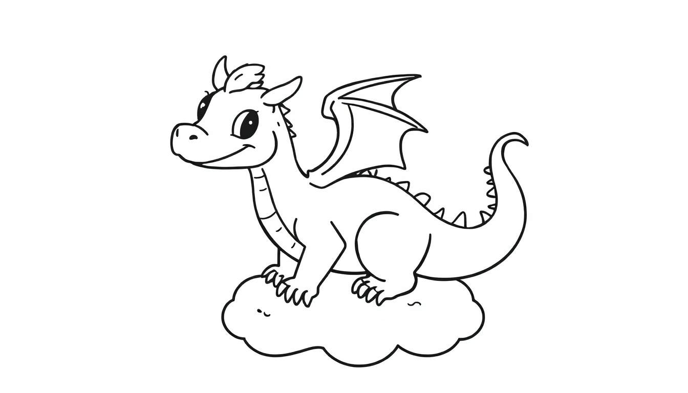 Placa de color de un dragón amigable.
