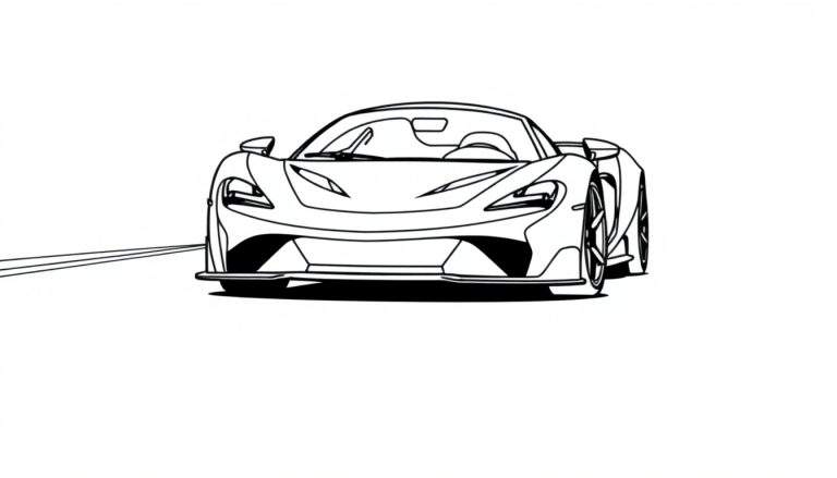 Placa de color de un coche deportivo McLaren para colorear.