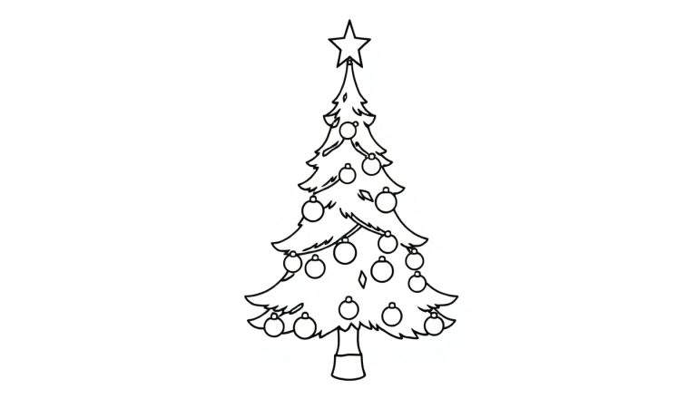 Placa de color de un árbol de Navidad con estrella.