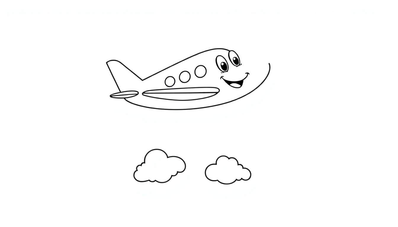 Un avión amigable para colorear, listo para surcar los cielos con su placa de color.