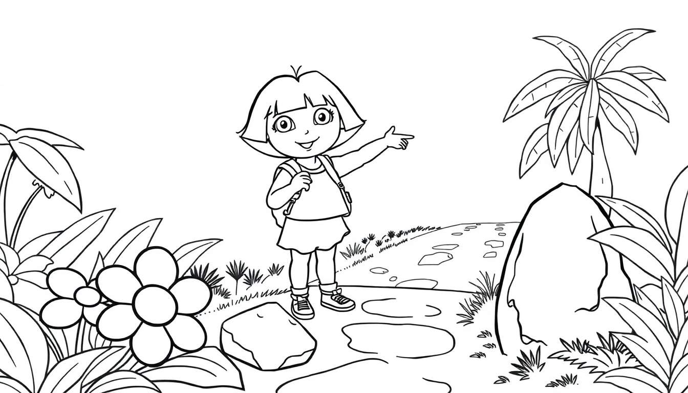 Dora la Exploradora y Botas listos para colorear una placa.