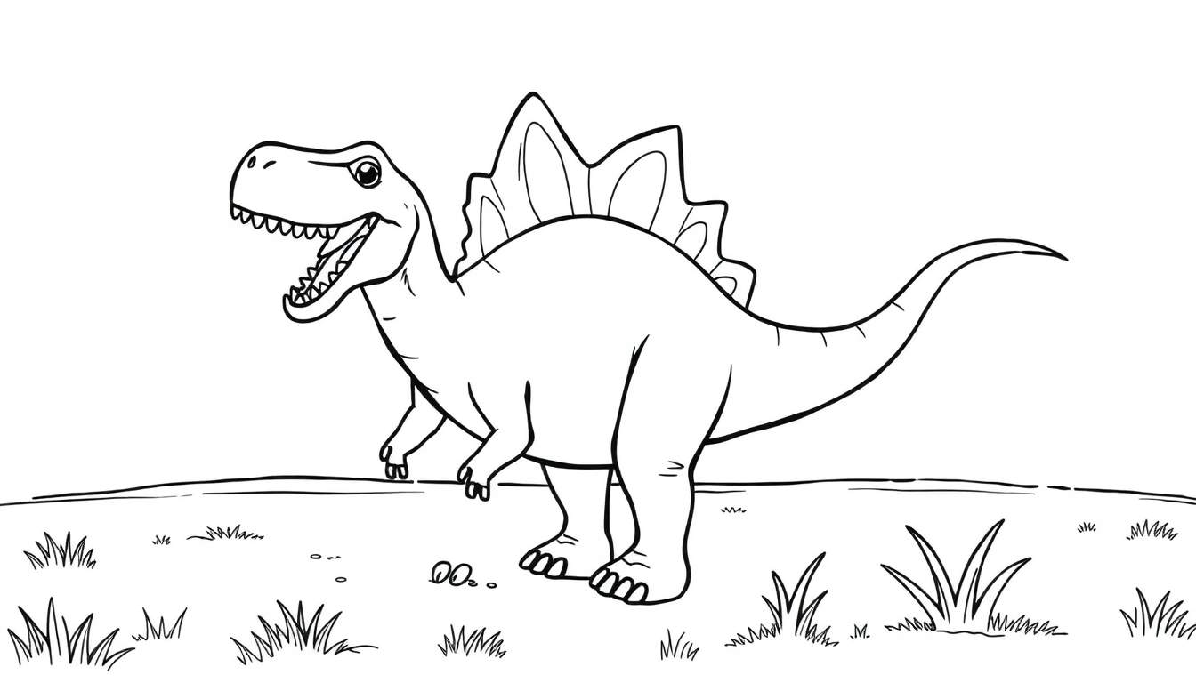 Un estegosaurio listo para colorear, con sus placas dorsales visibles.