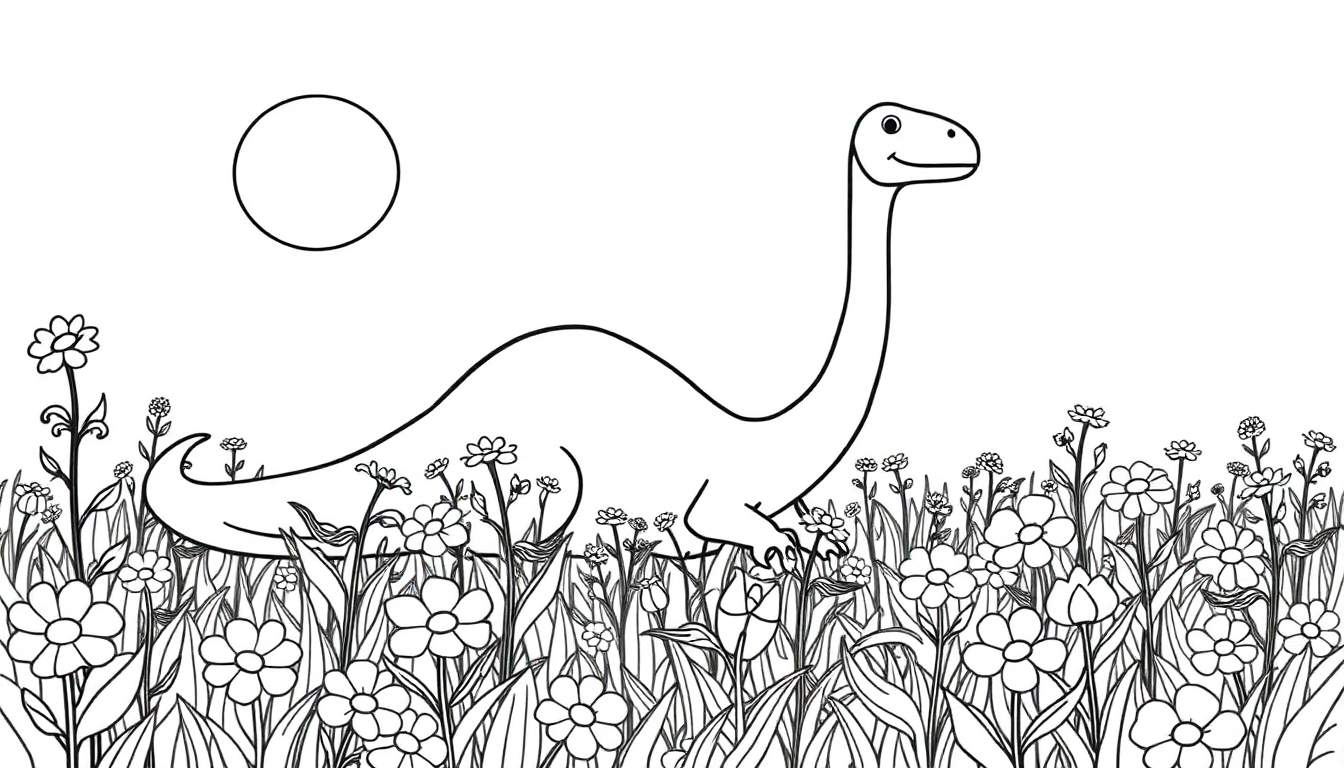 Una placa de color de un dinosaurio amigable.