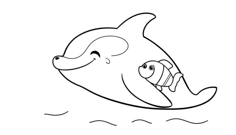 Orca amigable lista para colorear en una placa de color.