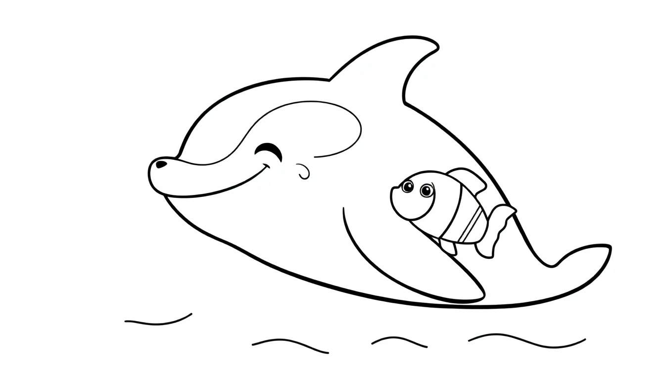 Orca amigable lista para colorear en una placa de color.