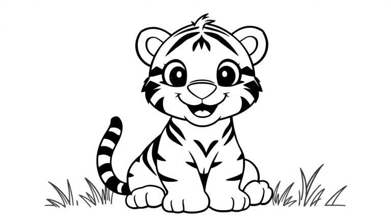 Un cachorro de tigre listo para colorear en una placa de color.